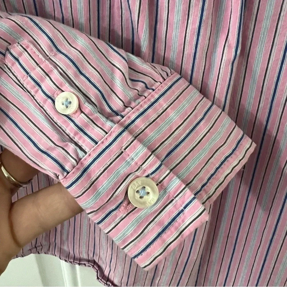 Baby Gap toddler boys 2 years 2T pink blue stripe dress shirt